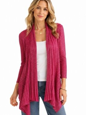 Elegant Lightweight Red Sequin Women's Asymmetrical Cardigan Size S/ M